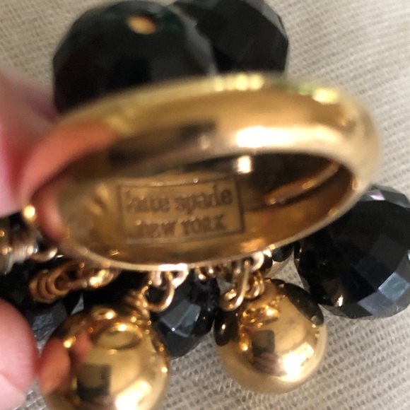 Kate Spade ♠️ Onyx and Gold Cluster Bauble Ring, Size 6 - Picture 12 of 12